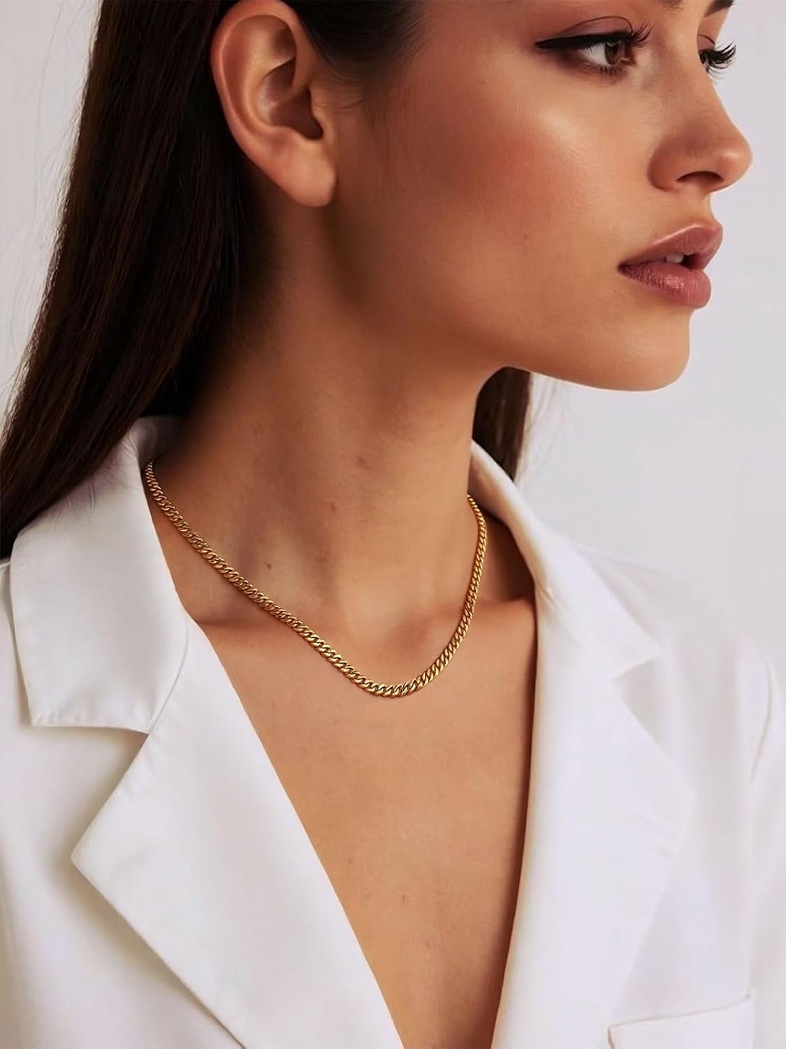 FindChic Chunky Cuban Link Chain for Women, Silver/Gold Plated Choker Trendy Statement Necklace, Thick Curb Chain Hip Hop Punk Jewelry Gift, Unisex Size 5/12/14mm - Image 3