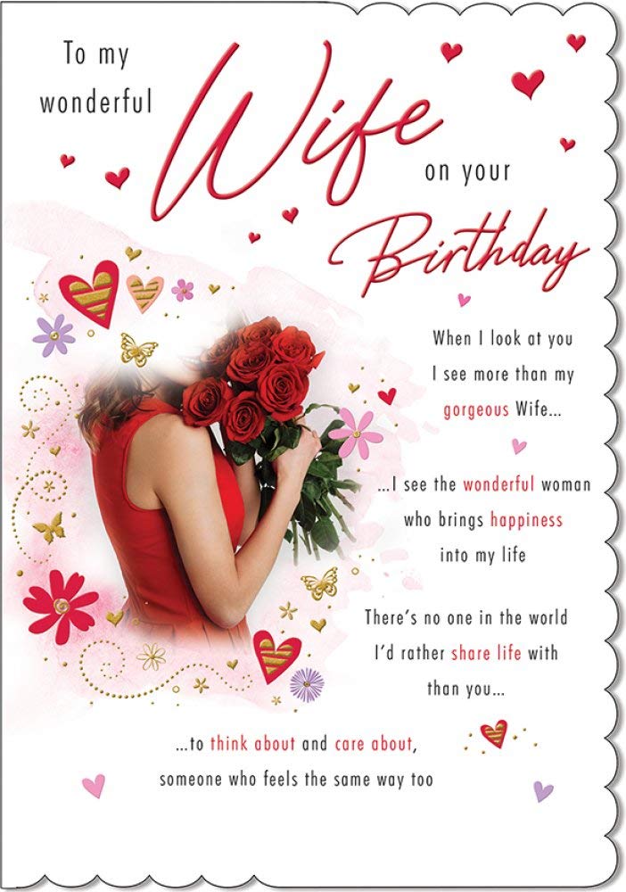 Piccadilly Greetings Traditional Birthday Card Wife - 9 x 6 inches, A20196