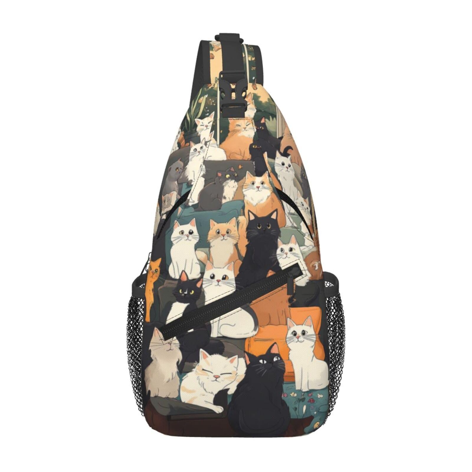 Crossbody Bag Cats-Familiy Sling Bag Backpack Chest Bags Shoulder Bag for Women Men