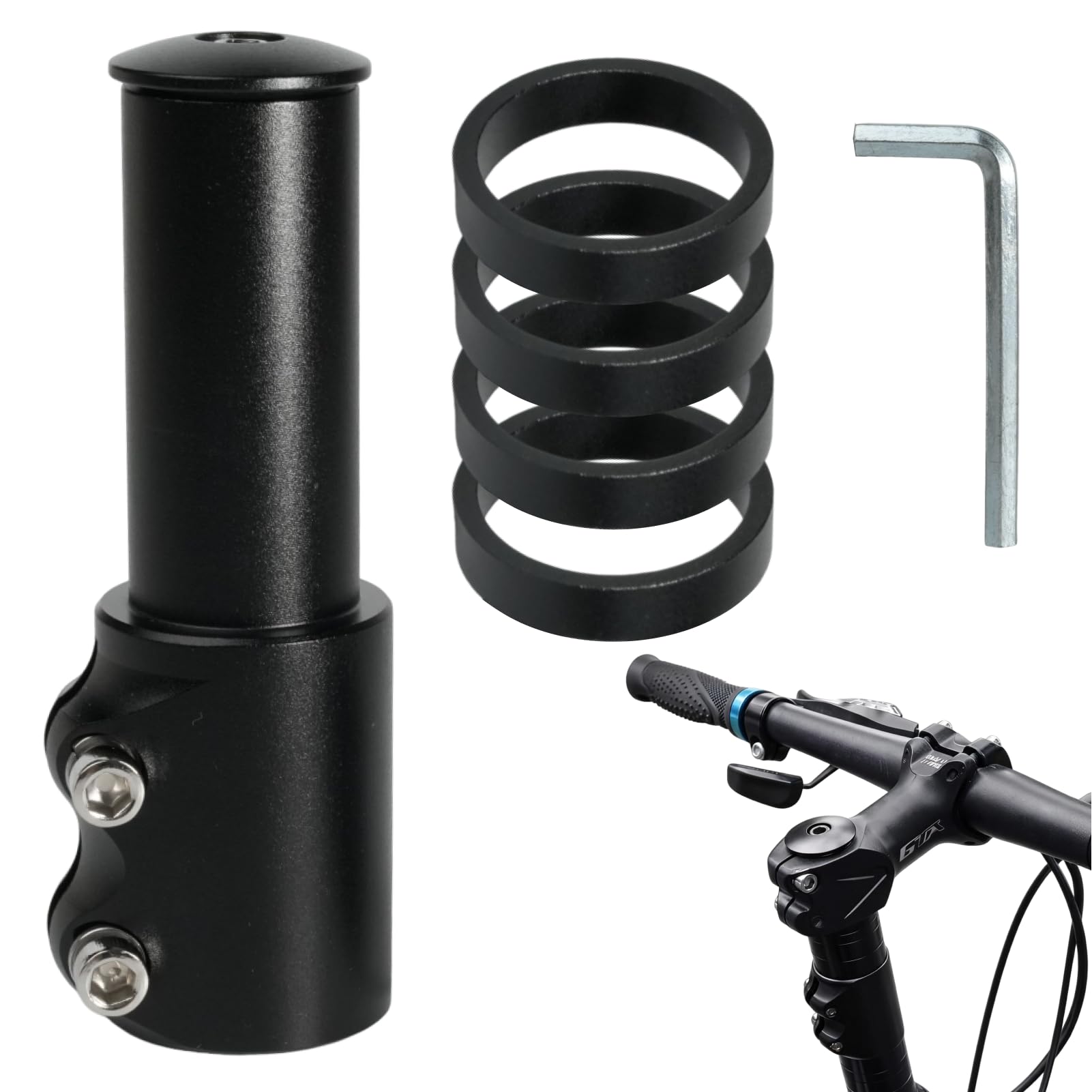 Rehausse Potence VTT pour rehausse Guidon VTT 28,6 Alliage d Aluminium,rehausse Guidon Velo Réglable avec Rallonge de Tige pour Vélo de Route VTT BMX,rehausseur Guidon VTT for Pivot 28,6 mm - 1