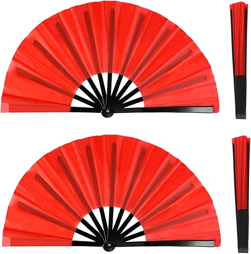 Miniatura 7 de Paquete de 2 ventiladores de mano plegables grandes para hombres y mujeres, ventilador chino de Kung Fu Tai Chi, abanicos de mano plegables vintage