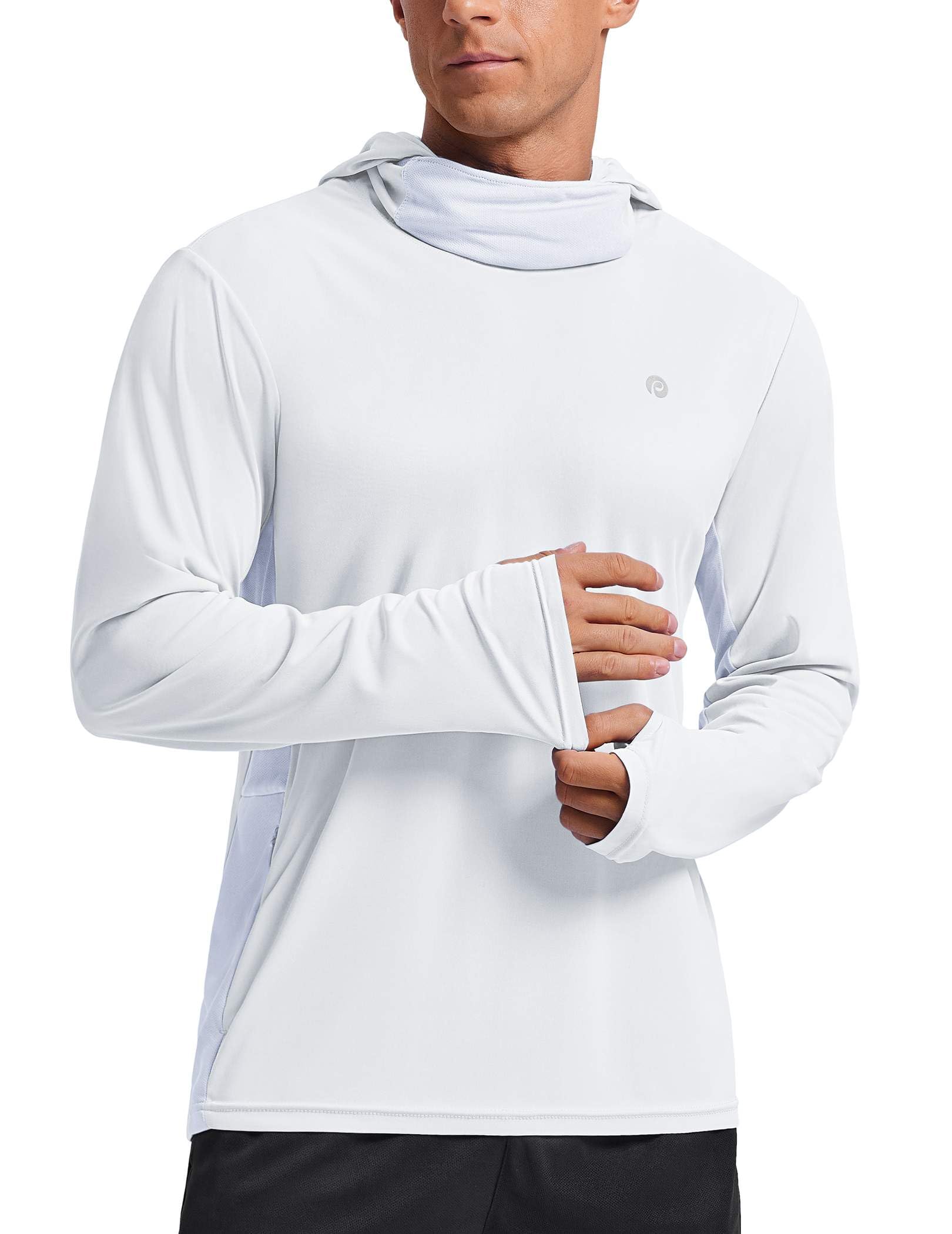 PINSPARK Men's UPF 50+ Sun Protection Hoodie with Mask Long Sleeve Fishing Shirt
