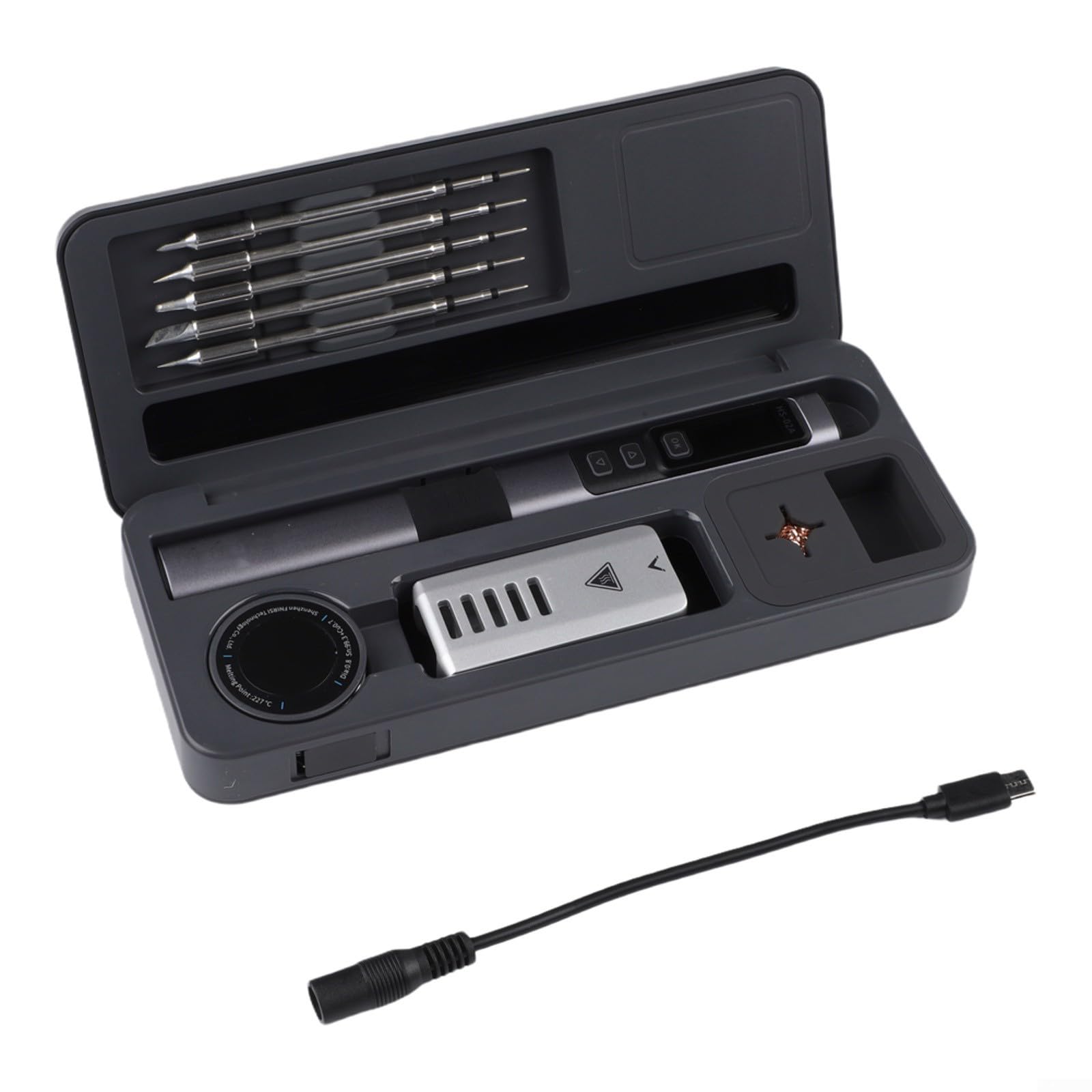 HS-02 Set Saldatore 100W Smart con Controllo della Temperatura - Scatola in alluminio CNC per riparazione elettronica per PD QC Tipo C (HS-02A Alto)
