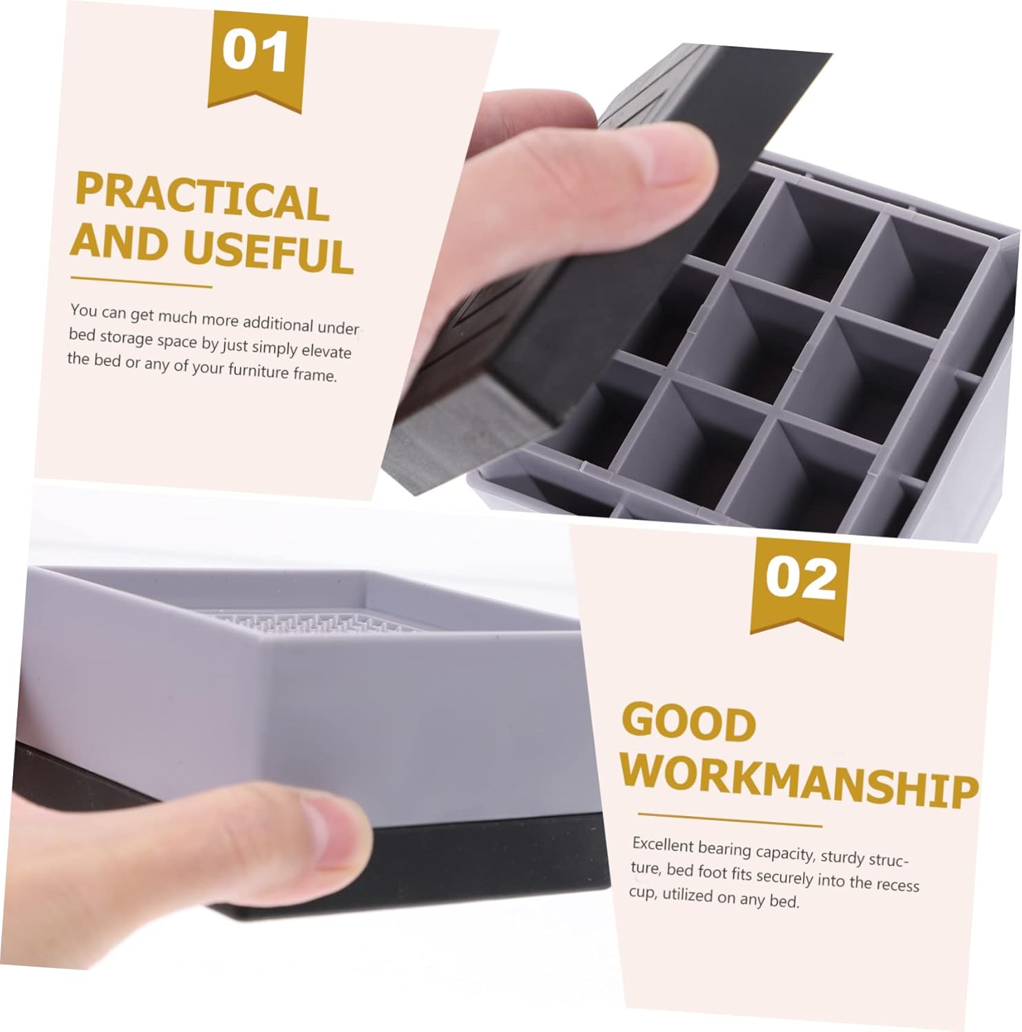 8pcs Plastic Bed Frame Risers Furniture Foot Pads for Couch Couch Risers for Bed Wash Machine Desk Plastic Lifters