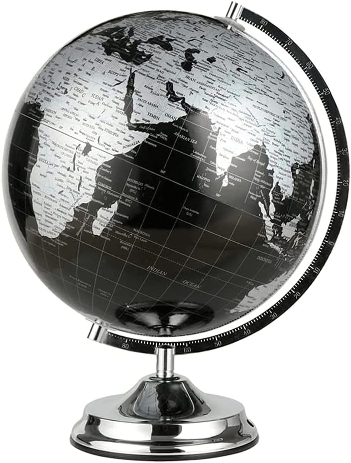 POCHY Practical Globe Vintage World Globe 12.5 Inch Desktop Educational Globe Metal Base Geographic World Globe for Home Decoration Beautifully Decor