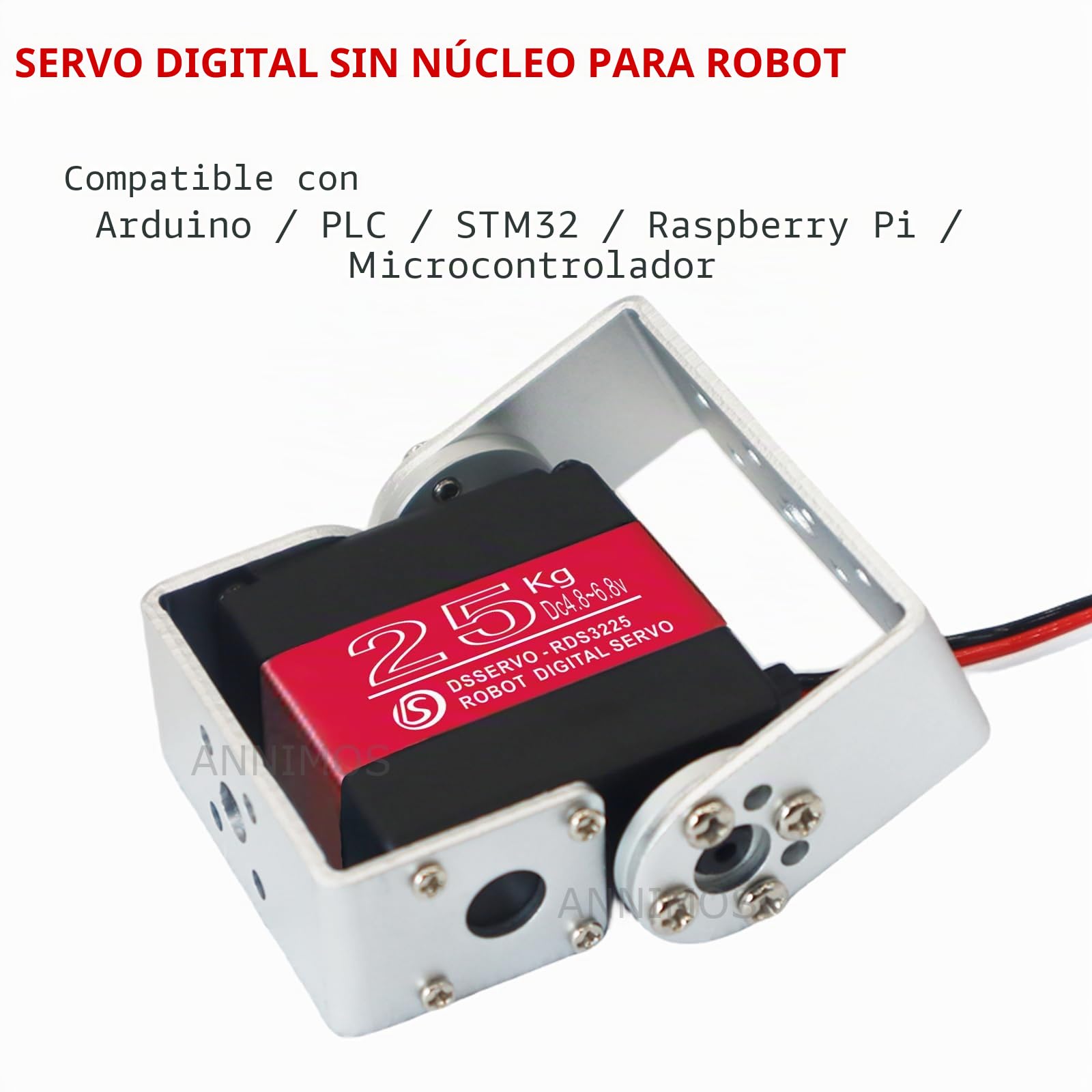 25KG Robot Servo Motor Alto Par Engranaje de Metal Completo Servos de dirección Digital con Soportes de Montaje