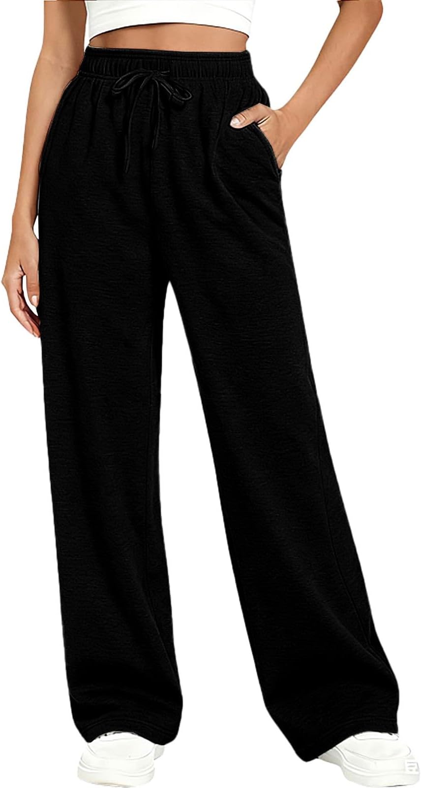 Joggers for Women Straight Leg Jogging Bottoms Pockets Cotton Sweatpants Casual Tracksuit Training Sports Gym Yoga UK Lounge Workout Trousers Elasticated Waist Running Track Pants Loose Loungewear