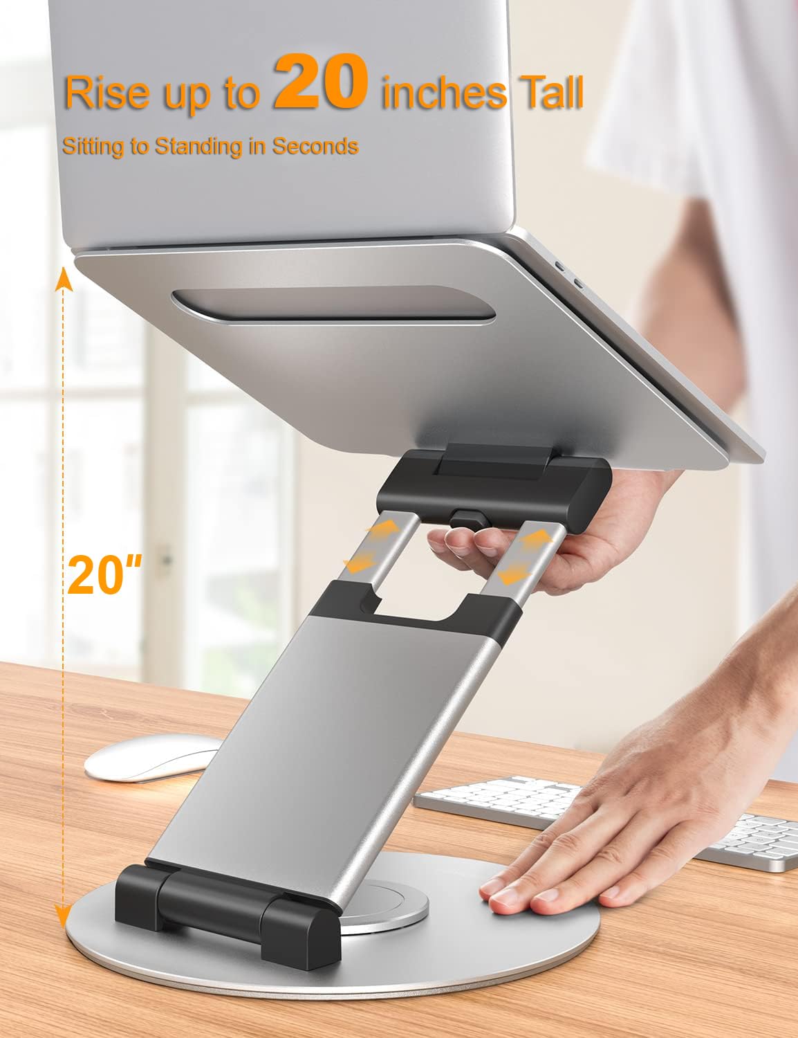 PLIXIO Adjustable Laptop Stand with 360° Rotating Base Tabletop Ergonomic Foldable Portable Holder Compatible for MacBook, HP, Dell, Lenovo & All Other Notebook (Sliver) (LS18) 11 61BF5RAqzXL. SL1500