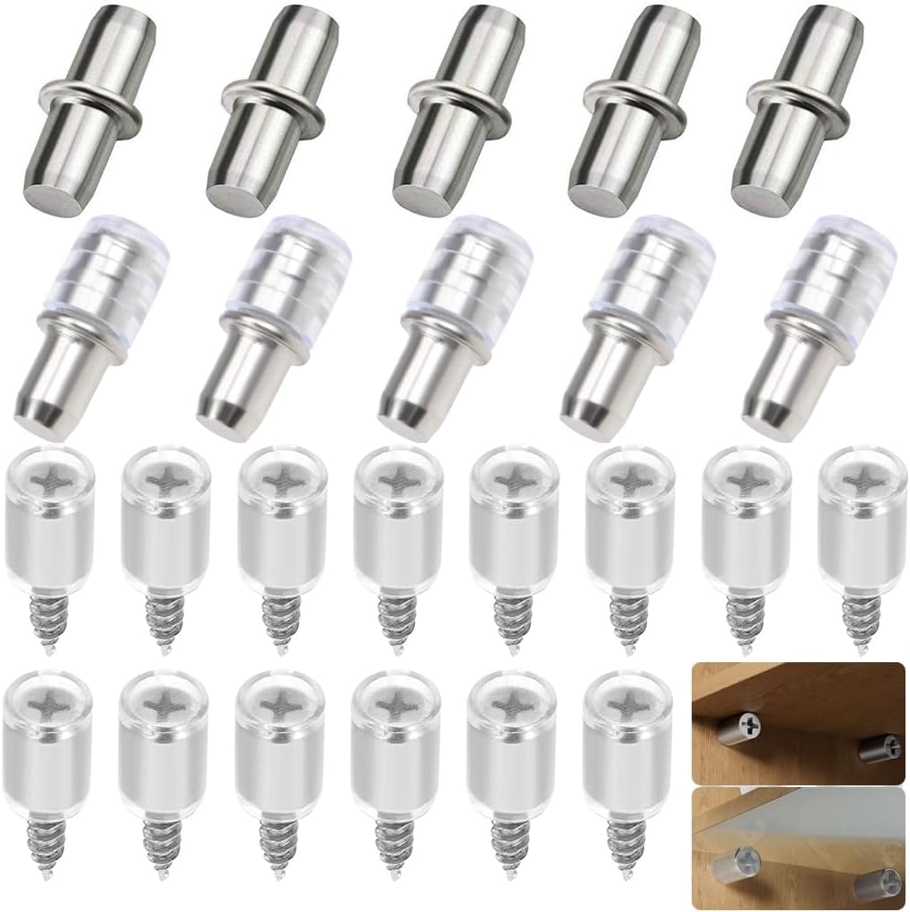 Shelf Pegs 5mm Shelf Pins 110 Pack Cabinet Support Replacement Pegs 3 Styles and Self Tapping Screws Laminate Support for Shelves bookcases