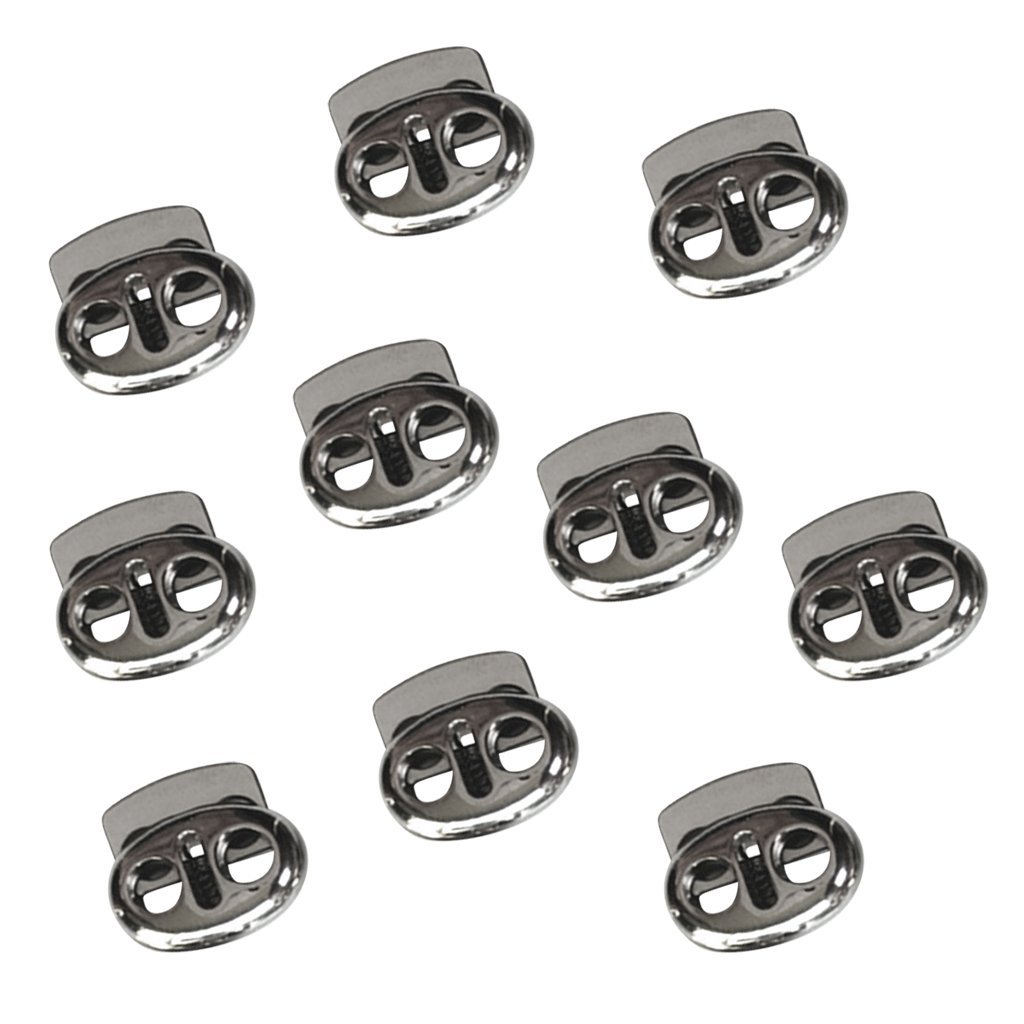 Metal Spring Toggles Cord Lock with 2 Holes Silver For Luggage, Drawstring, Paracord, Bungee Cord, Bags, Clothing, Purses, Collars, DIY etc (Pack of 10 Pieces)-image-8