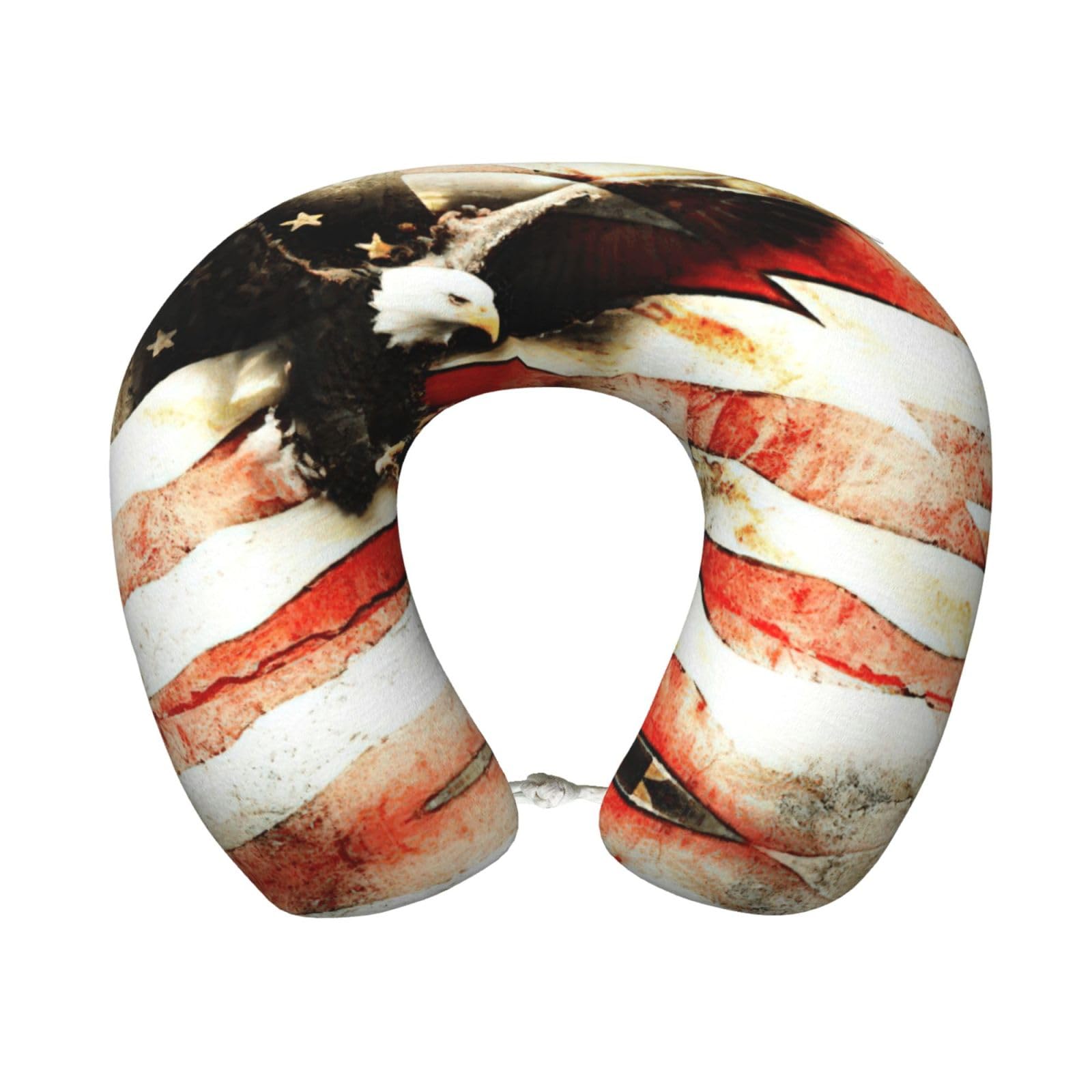 yagDAA Bald Eagle Flag Veterans Print U-Shape Travel Neck Pillows Memory Foam Neck Pillow For Airplane Car Office Sleeping Rest