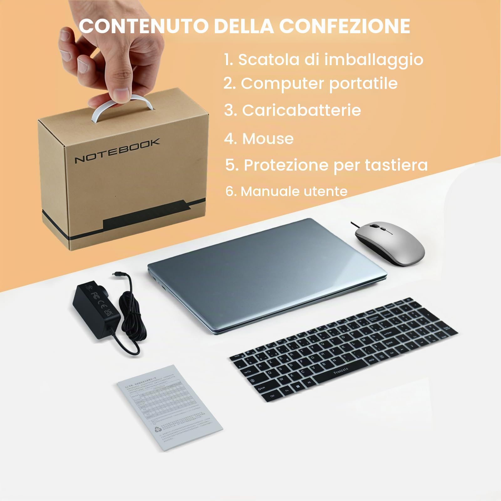 Kayoote 2026 Laptop da 14,1 Pollici, Computer portatile, Portatile 8 GB RAM 128 GB SSD, Pentium N3710, Display HD Notebook Laptop, 180°Chiusura Aperta, 4000 mAh, WiFi5, Supports TF Cards