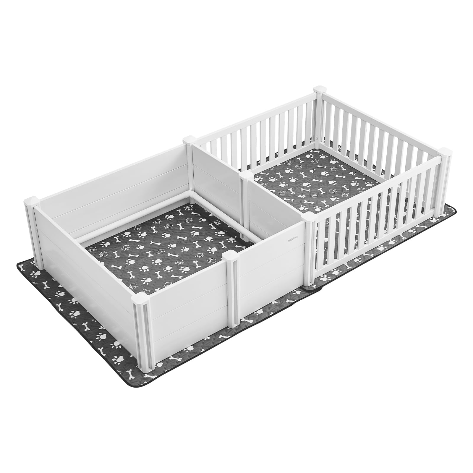 VEVOR Parc de Mise Bas pour Chien, 236x123x46 cm, Caisse de Mise Bas pour Chiots, avec Porte Hauteur Réglable, Tapis d'Urine Lavable, Boite de Naissance Plastique PVC pour Chiens de Très Grande Race