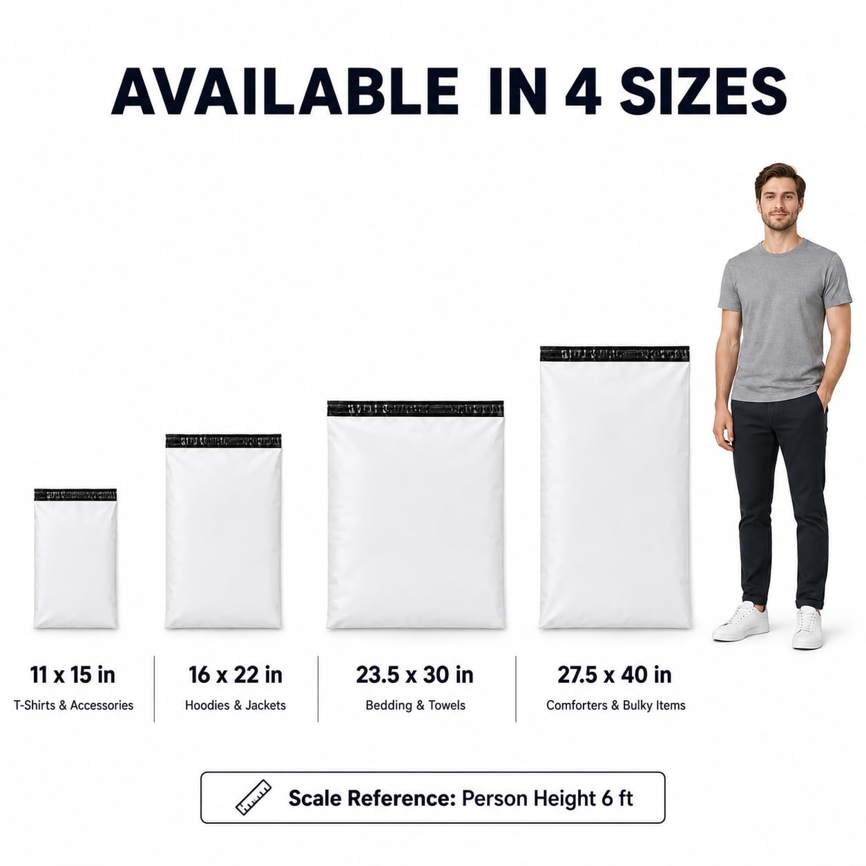 23,5 x 30 Jumbo Poly sobres sobres bolsas con cierre de color blanco bolsas para envío
