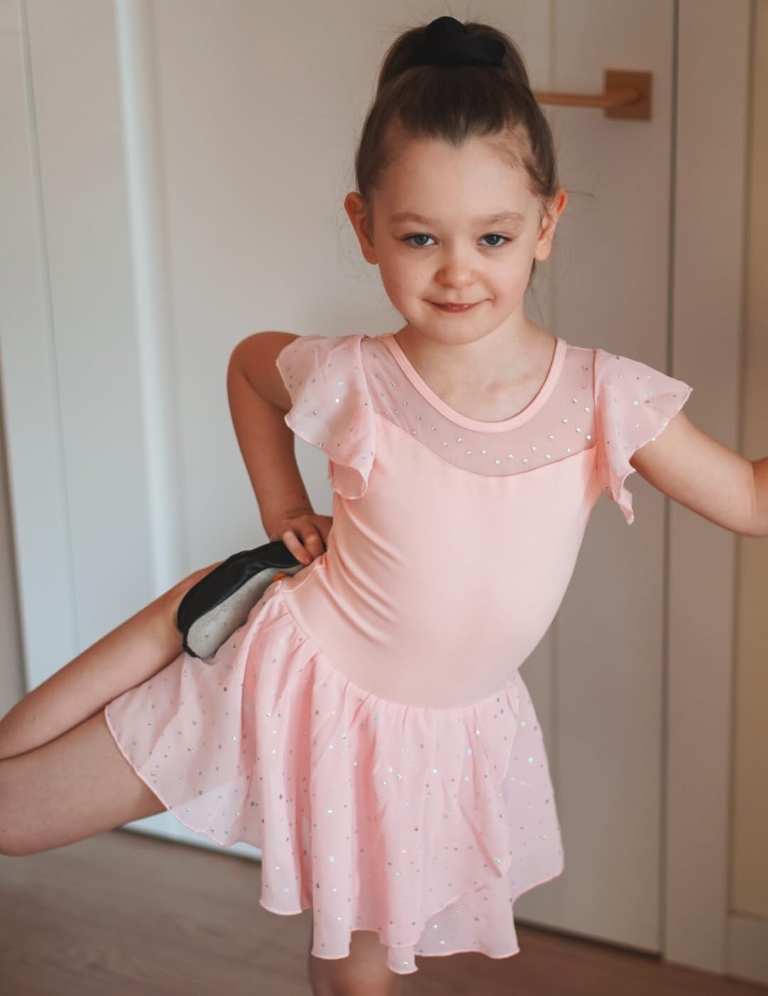 Zaclotre Girls Ballet Leotards Ruffle Sleeve Sparkle Dance Leotard Toddler Ballerina Dress Outfits - Image 3