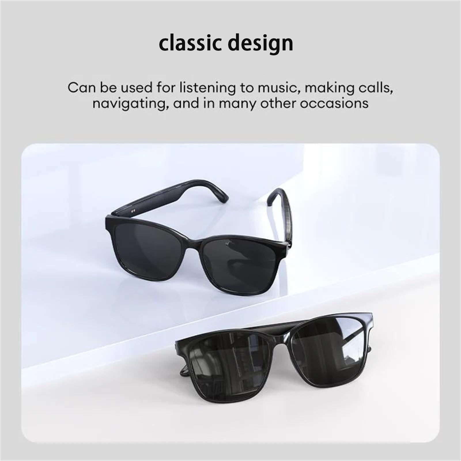 Lenskey AI Translation Glasses, 144 Language Real-Time Translation Glasses,with Music & Hands-Free Calls and Anti Blue Light(Black-Clear)