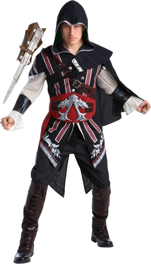 Assassin's Creed II Ezio Auditore Assassin Deluxe Men's Costume Bundle Large 44 Black