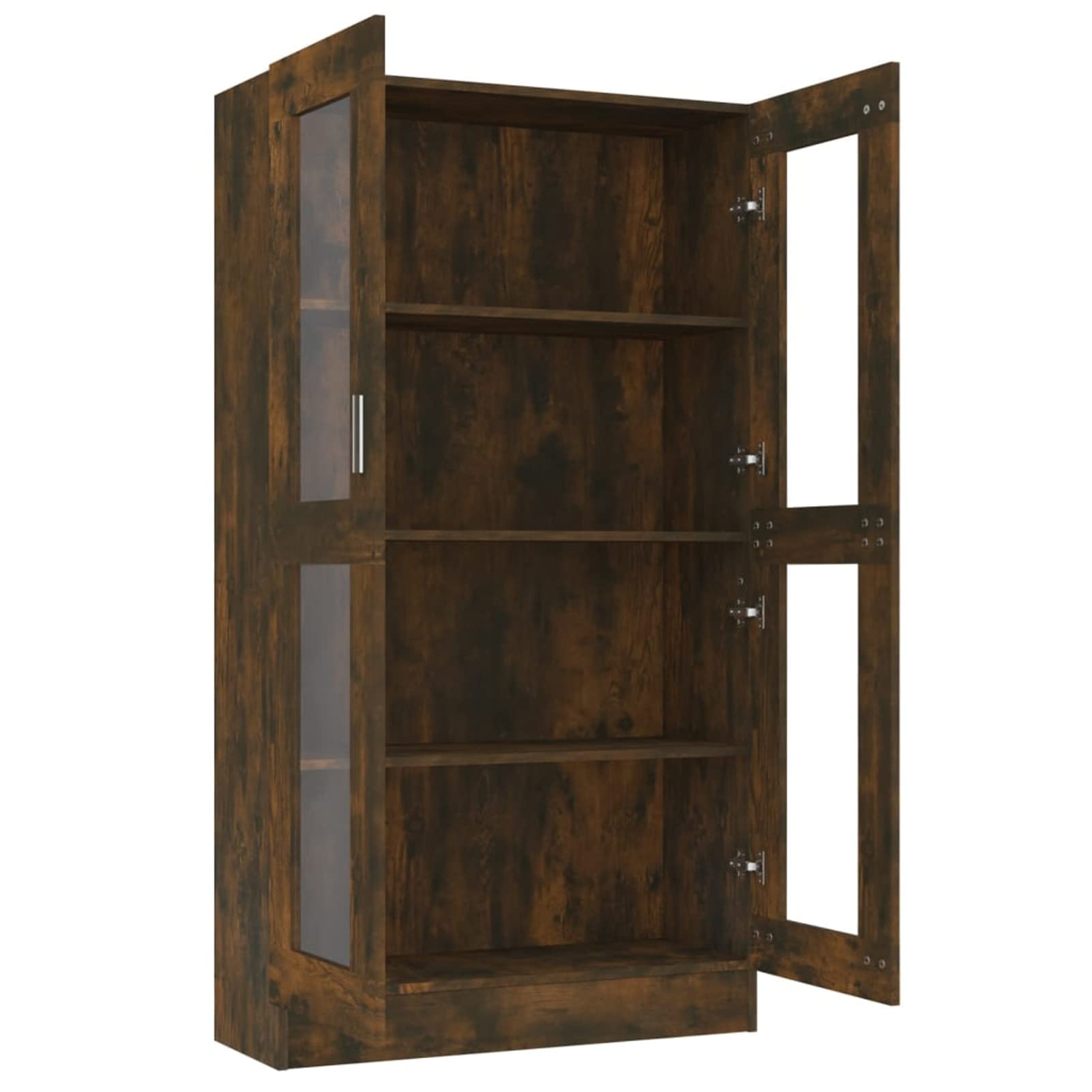 Chusui Armoire à vitrine Chêne fumé 82,5x30,5x150 cm, Bois d'ingénierie, bibliothèque, meuble de rangement salon bureau