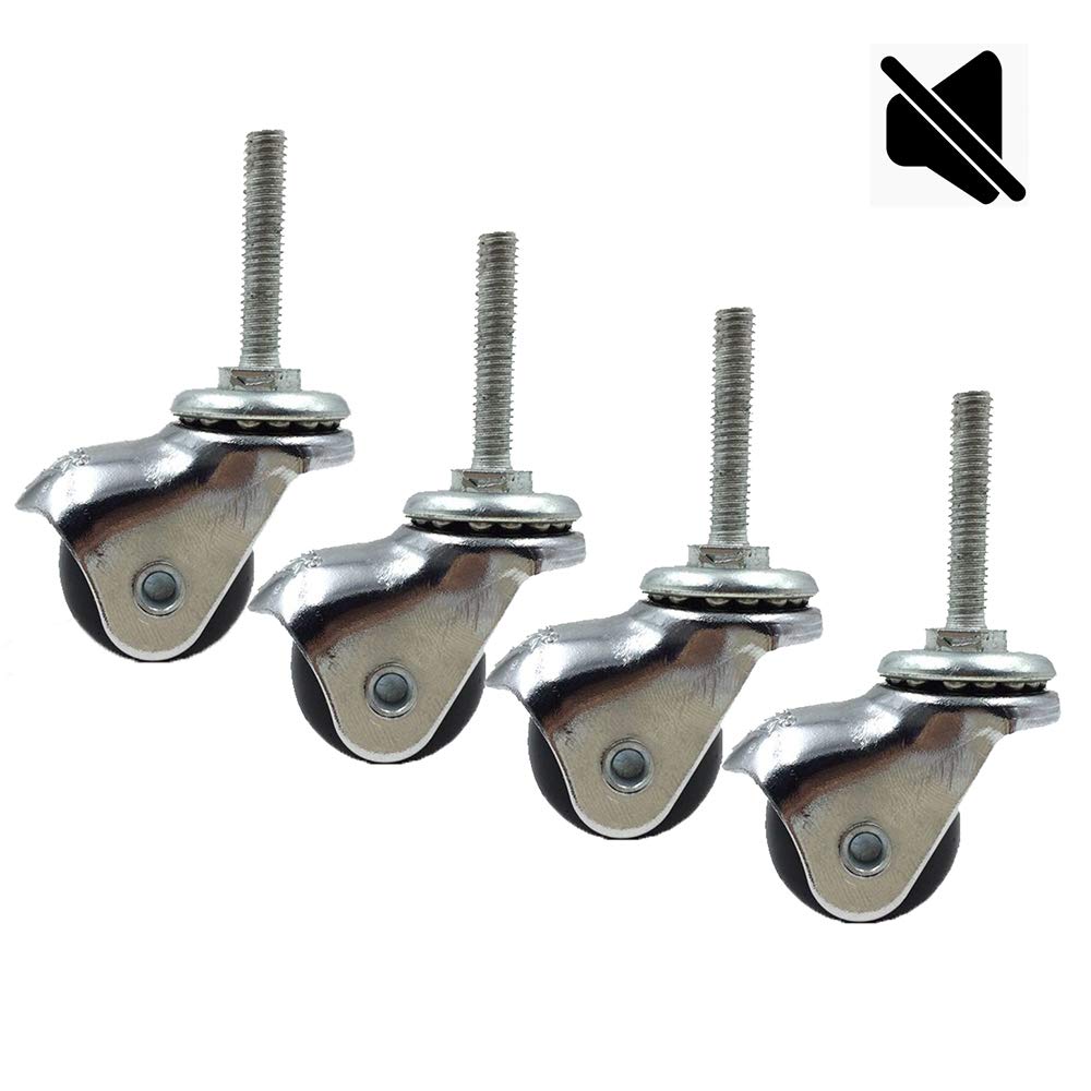 Roulettes pivotantes robustes à tige M6*30 lot de 4 pour meuble