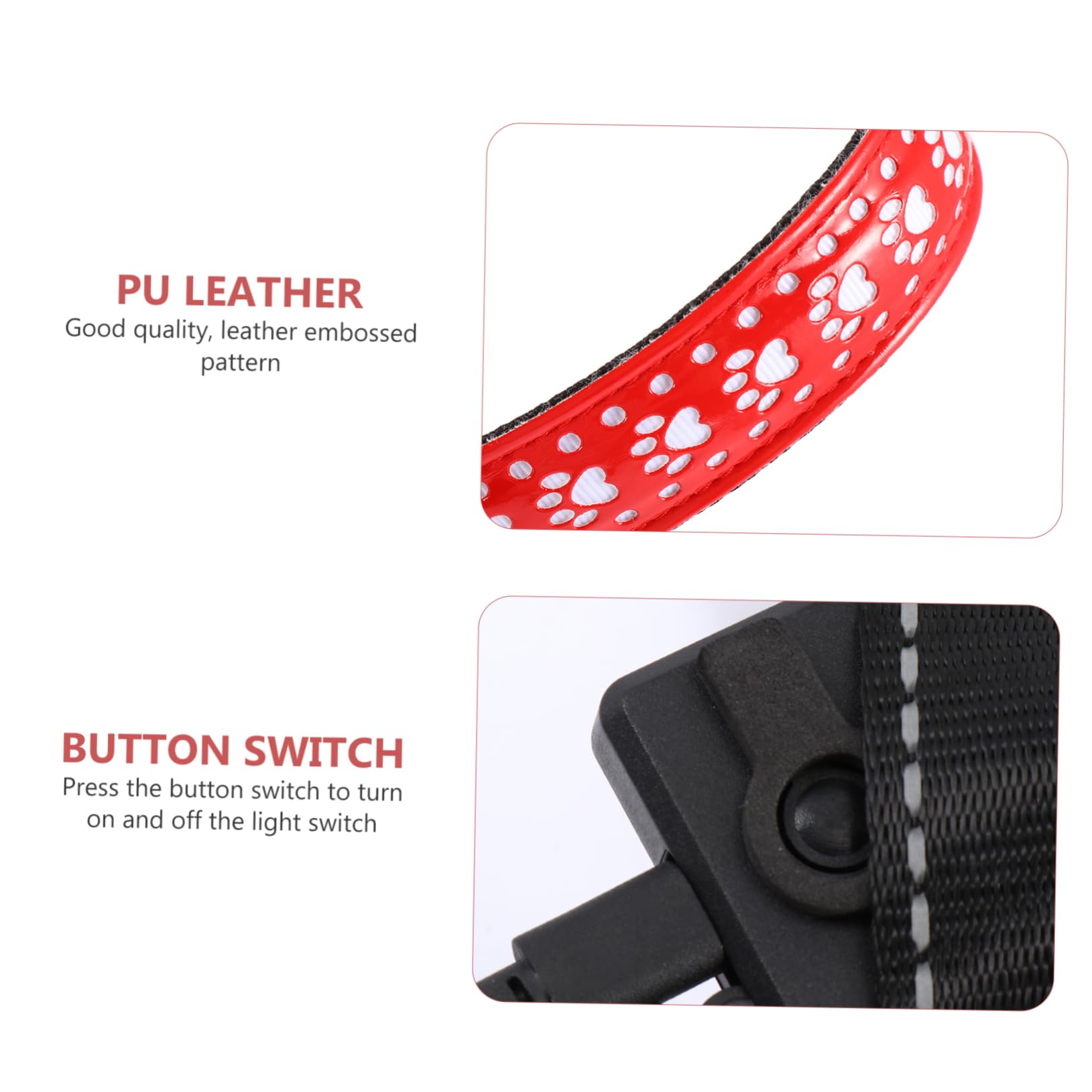 Sosoport 3pièces Collier LED pour Chien PU Et Lumière Clignotante Rechargeable Accessoire De Sécurité pour Promenades Nocturnes