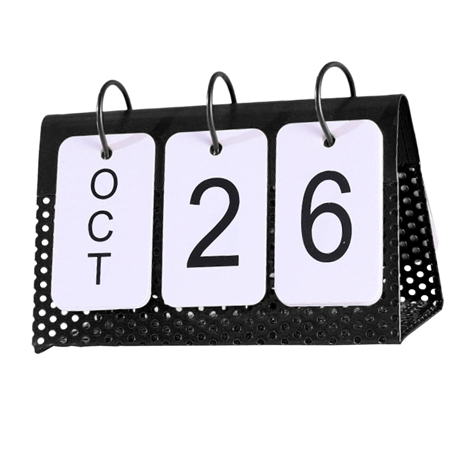 Sharplace Calendrier perpétuel créatif, décor de tournage de table à cadre en métal pour la maison, Le noir