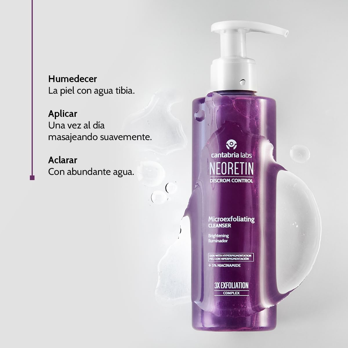 Cantabria Labs – Neoretin Discrom Control Microexfoliating Cleanser 150 ml – Gel Limpiador Microexfoliante – Tono de piel unificado y luminoso