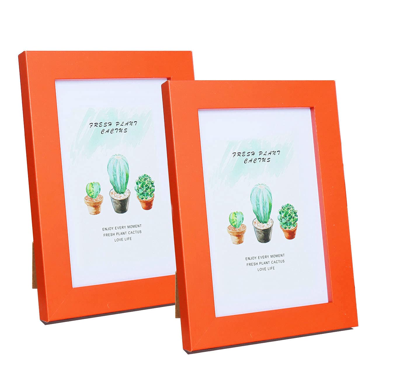Mochose Orange 2 Pack Mdf 6X4 Inch Photo Frame, Modern Style, Shatter-Resistant Plexiglass, Tabletop & Wall Mount