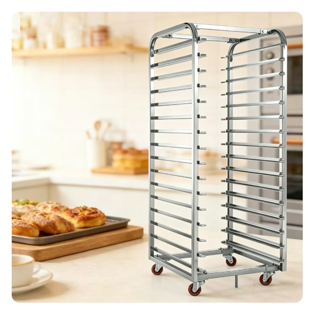 Carrello Portateglie In Alluminio Su Ruote, Attrezzatura Per Panificazione | Carrello Professionale Per Il Trasporto Di Teglie Da Pane, Scaffale Per Il Raffreddamento Post-cottura(46x60x169 cm)