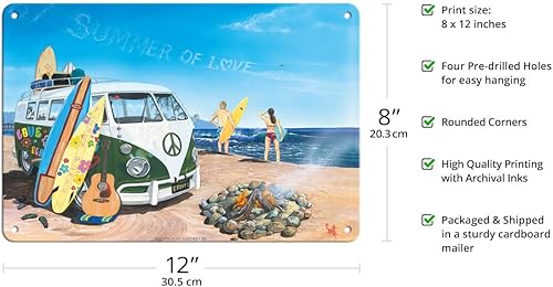 Miniatura 2 de Pacifica Island Art Summer of Love - VW Van clásica - Tabla de surf de playa - De una pintura original de Scott Westmoreland - Cartel de metal