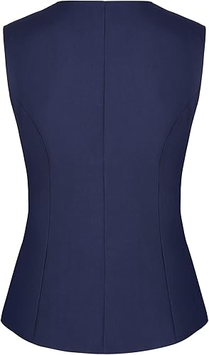 Miniatura 2 de MINTLIMIT Chaleco para mujer, totalmente forrado, con botones, cuello en V, formal, elegante, con bolsillos
