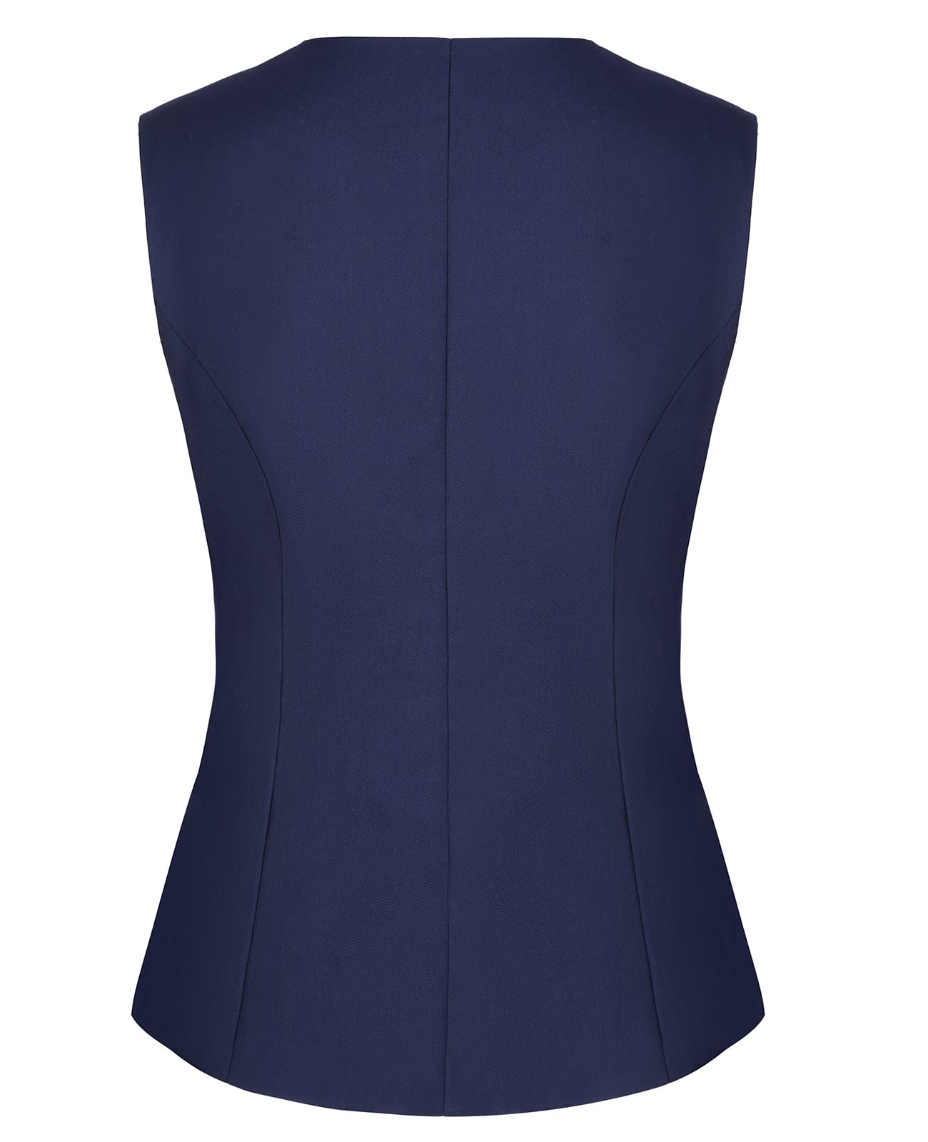 Chaleco para mujer, totalmente forrado, cuello en V, botones, formal, ajustado, elegante, con bolsillos