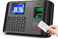 Relógio de ponto A5 para funcionários pequenas empresas, relógio biométrico RFID e PIN, relógio perfurador de escritório, com 5 emblemas - 0 taxas mensais