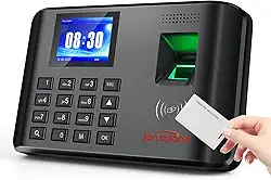 Relógio de ponto A5 para funcionários pequenas empresas, relógio biométrico RFID e PIN, relógio perfurador de escritório, com 5 emblemas - 0 taxas mensais
