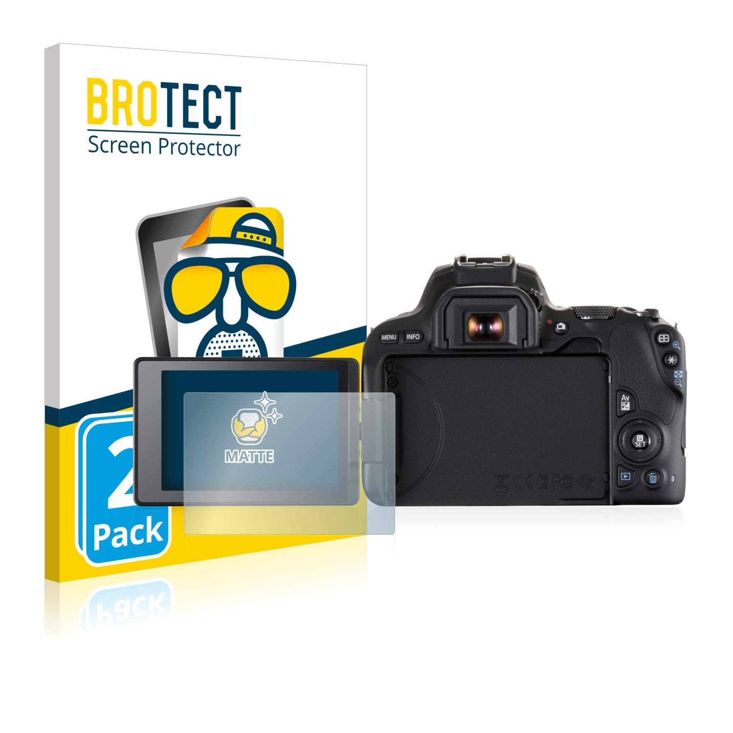 BROTECT Entspiegelungs-Schutzfolie für Canon EOS 2000D (2 Stück) Matte Displayschutz-Folie, Anti-Reflex, Anti-Fingerprint