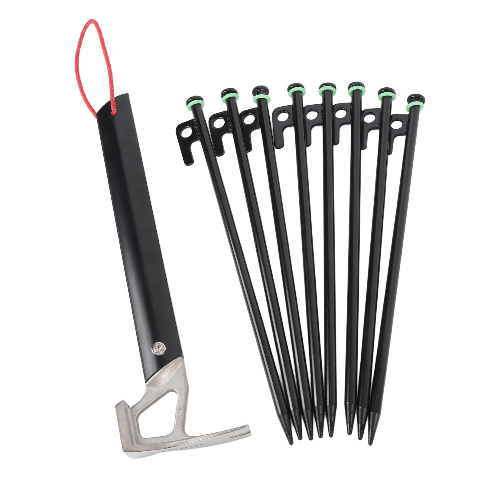 Mehrzweck-Zeltheringe, 30 cm, Leichte Aluminium-Heringe mit 4 Mm Abspannleinen für Sicheres Camping, Wandern und Rucksackreisen (Khaki)