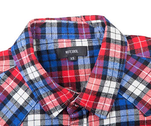 Nutexrol Men's Casual Flannel Plaid Shirt Sleeveless Cotton Plus Size Vest Red&Blue&White Medium #TOP3