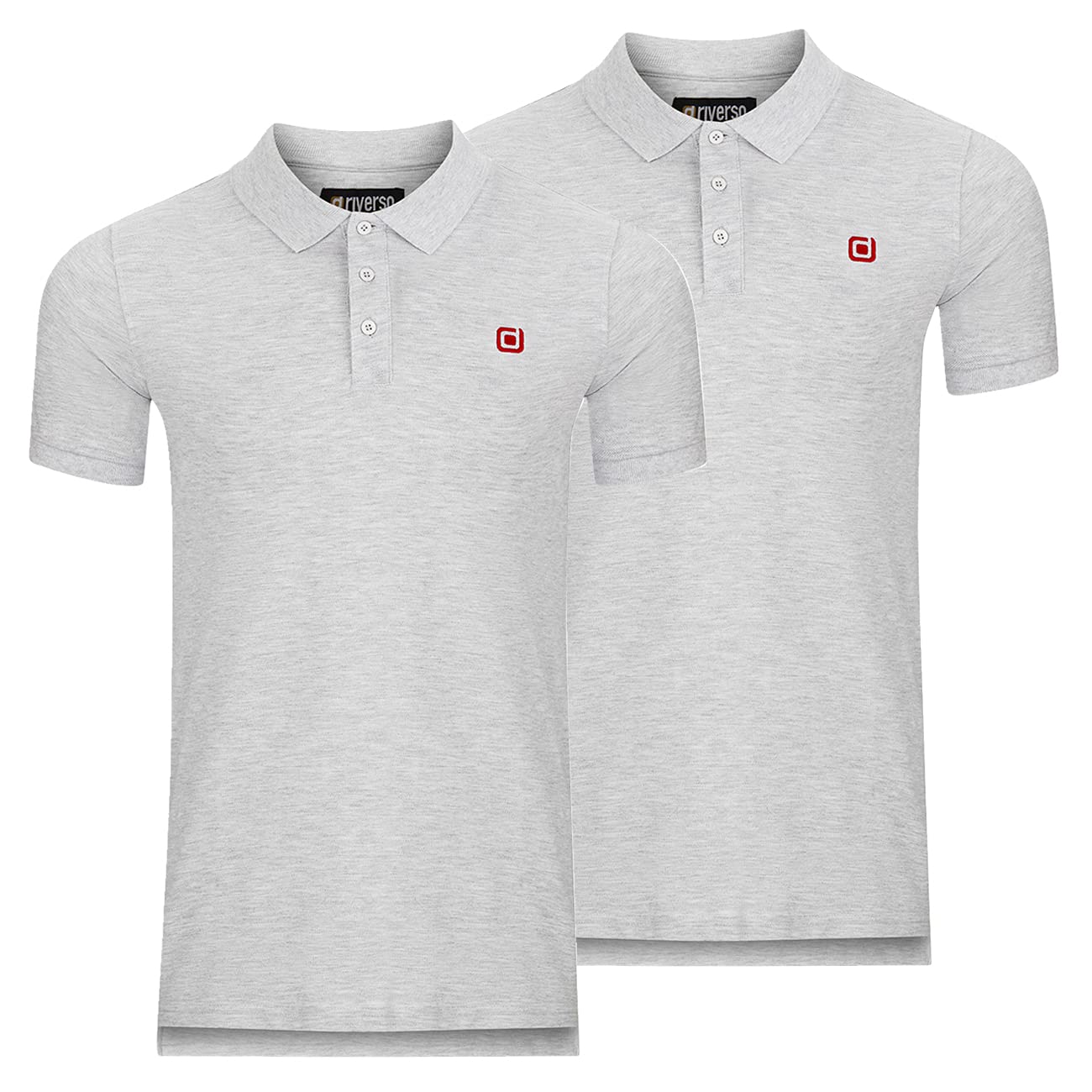 riverso Herren Poloshirt RIVJohn Basic 2er Pack Kurzarm Shirt Regular Fit Polohemd Kragen Baumwolle Einfarbig Knopfleiste Sommer S M L XL XXL 3XL 4XL 5XL, Größe:XL, Farbe:Pastel Grey (23100)