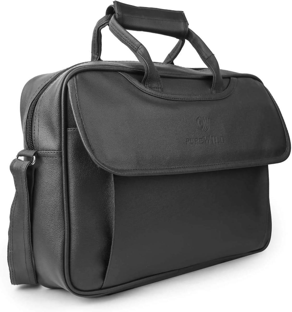 PureWildLeather Laptop Briefcase Messenger Organizer Bag/Shoulder Sling Office Bag for Men & Women 16 X 12 X 4 CM