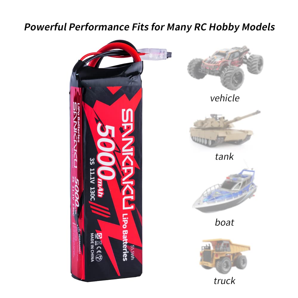 SANKAKU 130C 5000mAh Batteria Lipo 3S 11,1V Lipo spina EC5 per veicoli RC Buggy Auto Camion Barca Hobby 2 pezzi