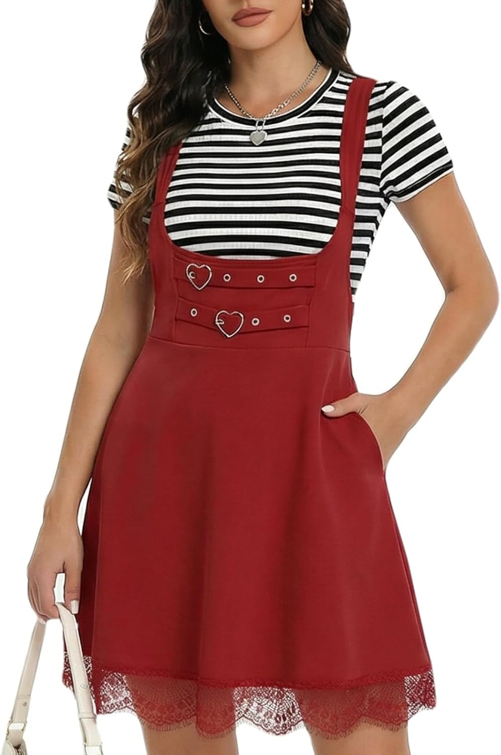 YOINS Overalls Dress for Women Adjustable Straps Pinafore Dress Casual Mini Cute A-Line Suspender Skirt