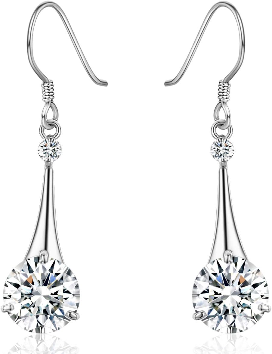 SBLING Platinum-Plated or 18K Gold Plated Cubic Zirconia Tear Drop Earrings - Gifts for Women/Girls