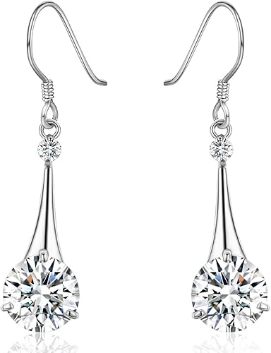 SBLING Aretes de gota chapados en platino o chapado en oro de 18 quilates, con circonita cúbica, regalos para mujeres y niñas, Cristal, Circonia