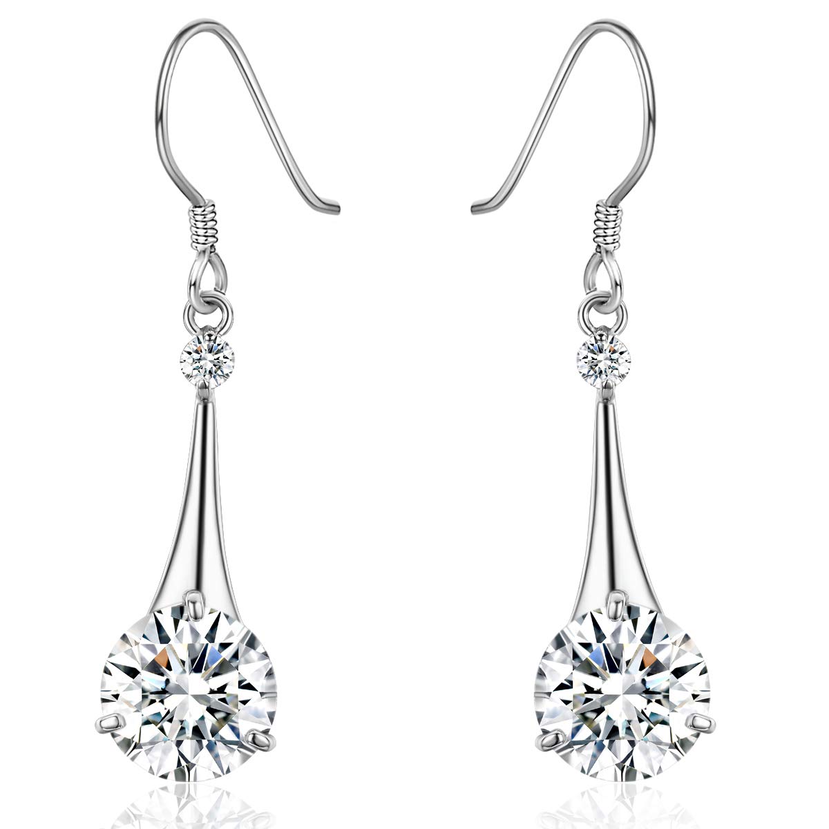 SBLING Platinum-Plated or 18K Gold Plated Cubic Zirconia Tear Drop Earrings - Gifts for Women/Girls
