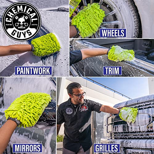 Image of Chemical Guys, Chenille Scratch-Free Microfiber Wash Mitt, Lime Green, 3 Pk