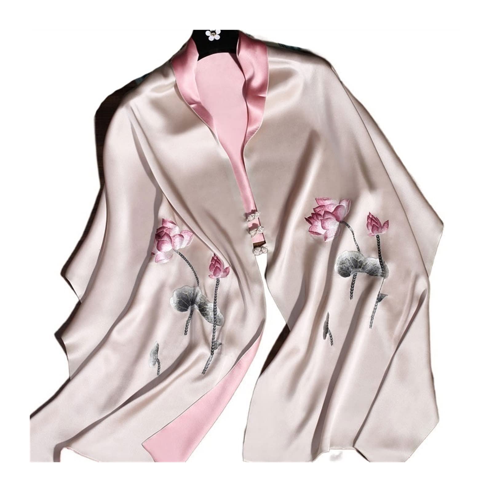 Szal Szalik Jedwabny szal noś go poza sukienką chińskie tradycyjne ręcznie haftowane szaliki wysokiej jakości jedwab duży szal Szalik damski (Color : Pink, Size : 190 * 55cm)