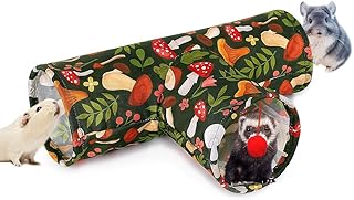 3 Way Washable Hideout Toys, Small Pet Tunnels and Tubes for Baby Rabbit Ferret Hamster Chinchilla Hedgehog Hiding and Resting (Mushroom)