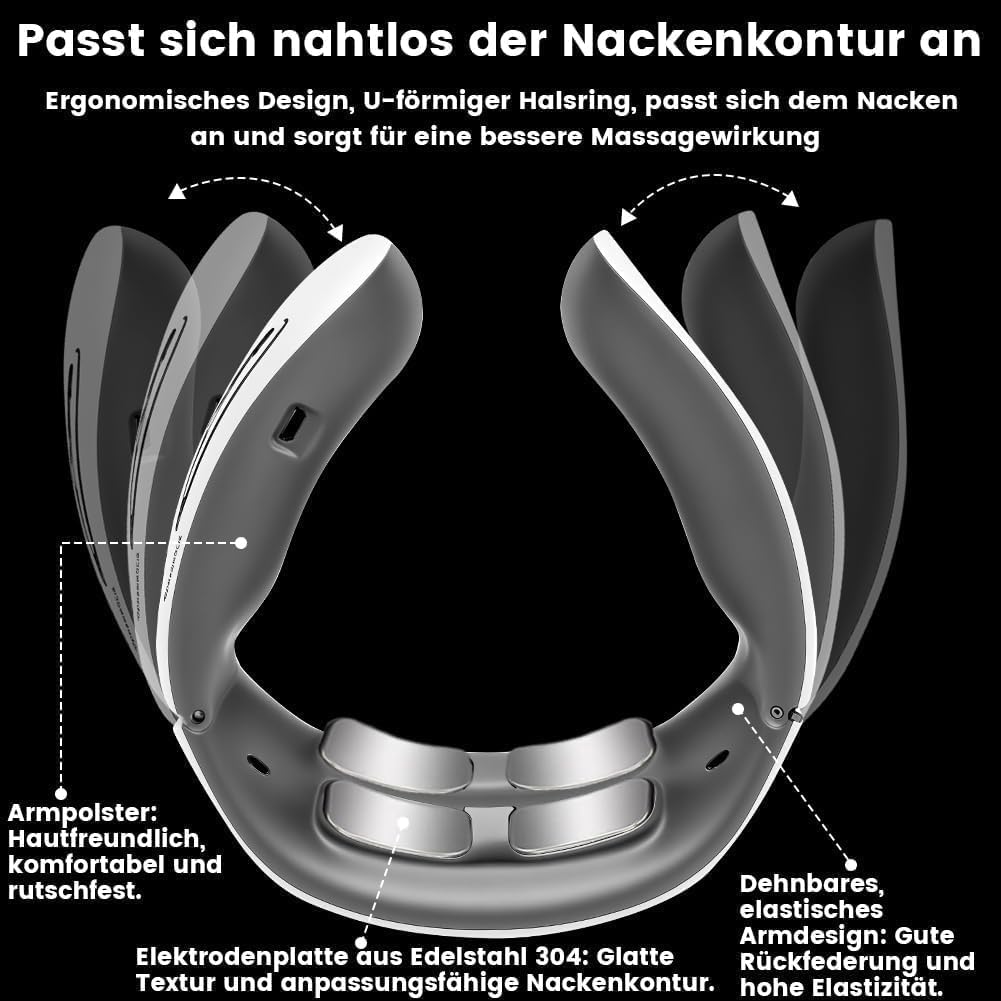 Nackenmassagegerät, 11-in-1 Nackenlösung, Elektrische Nackenmassagegeräte mit Wärme, 6 Modi & 9 IntensitäTsstufen Massagegerät Nacken Schulter, für Nackenentspannung