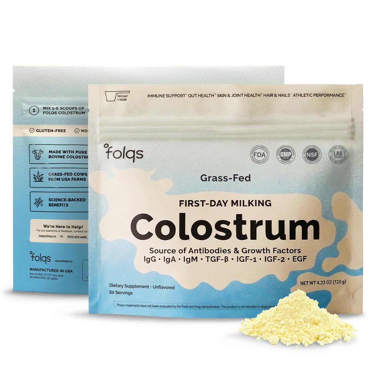 Bovine Colostrum Powder, First Day Milking, Immune & Gut, 60 Servings