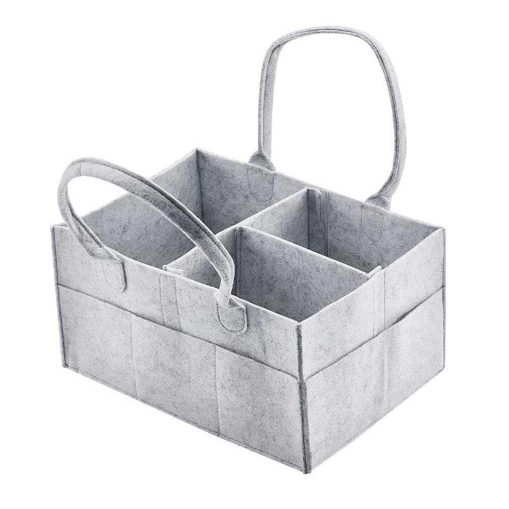 Raisa Cute Diaper Caddy Bag for Smart Mothers Baby Diaper Caddy Organizers Baby Wipes Felt Storage, Nursery, Foldable and Portable (LIGHT GREY)