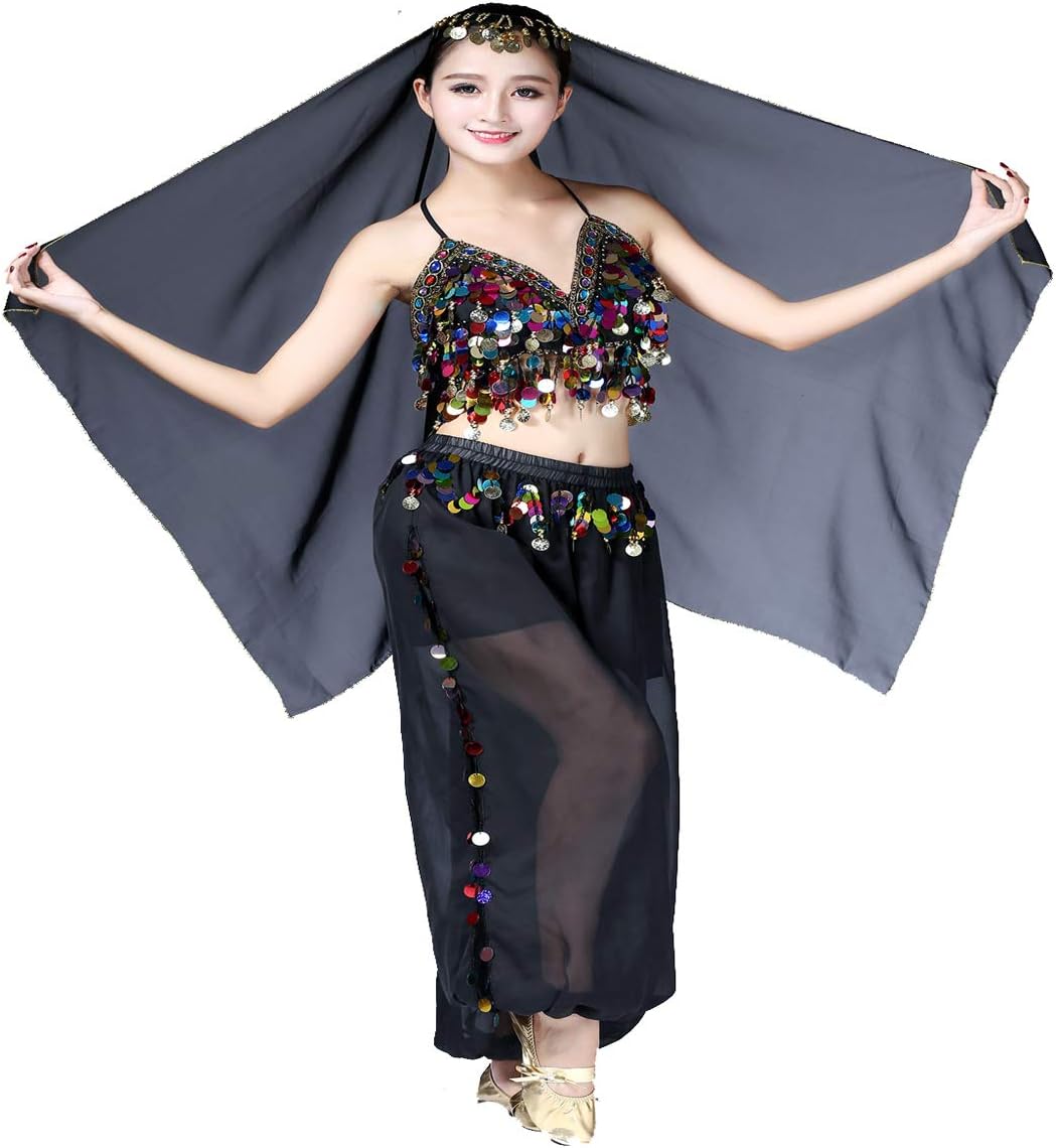 Mrotrida Women's Belly Dance Big Headscarf Indian Tribal Chiffon Veil Gypsy Scarves Dance Shawls - Image 3